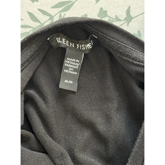 Eileen Fisher Black Tencel Dress M V Neck Pockets Stretch Casual Soft Minimalist - Picture 5 of 8